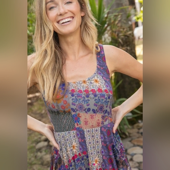 OPAL "BUTTERSOFT" BALLET DRESS - BLUE PATCHWORK - XL Natural Life - Picture 2 of 9